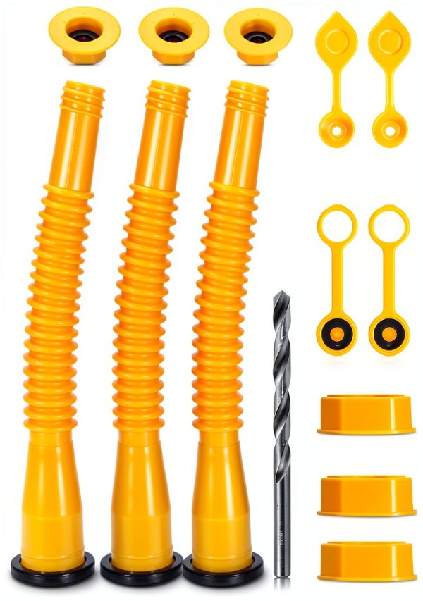 3 Pack Gas Can Spout Replacement, Upgraded Gas Cans Nozzle Replacement with Flexible Nozzle Leak-Proof Design, Fit for Most 1/2/5/10 Gallon Oil Cans-0
